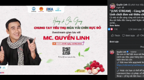 Nghệ sĩ Quyền Linh đồng hành cùng bà con Bắc Giang tiêu thụ hơn 161 tấn vải thiều qua livestream
